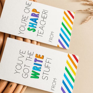 Étiquettes-cadeaux imprimables de la semaine d&#39;appréciation des enseignants pour marqueurs permanents ou stylos Flair, goodies du personnel, Saint-Valentin