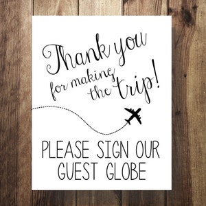 Please Sign our Guest Globe Guest Book, Thanks for Making the Trip, Destination Wedding, Guest Book Sign, Printable DIY