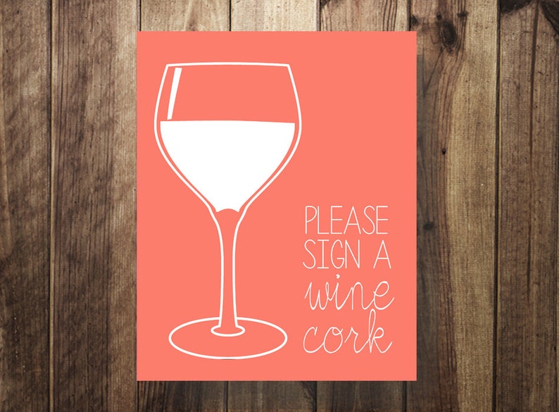 Please Sign a Wine Cork Guest Book, Guest Book Sign, Cork Guest Book, Sign a Cork, Wedding Ceremony Printable Art Instant Digital Download image 1