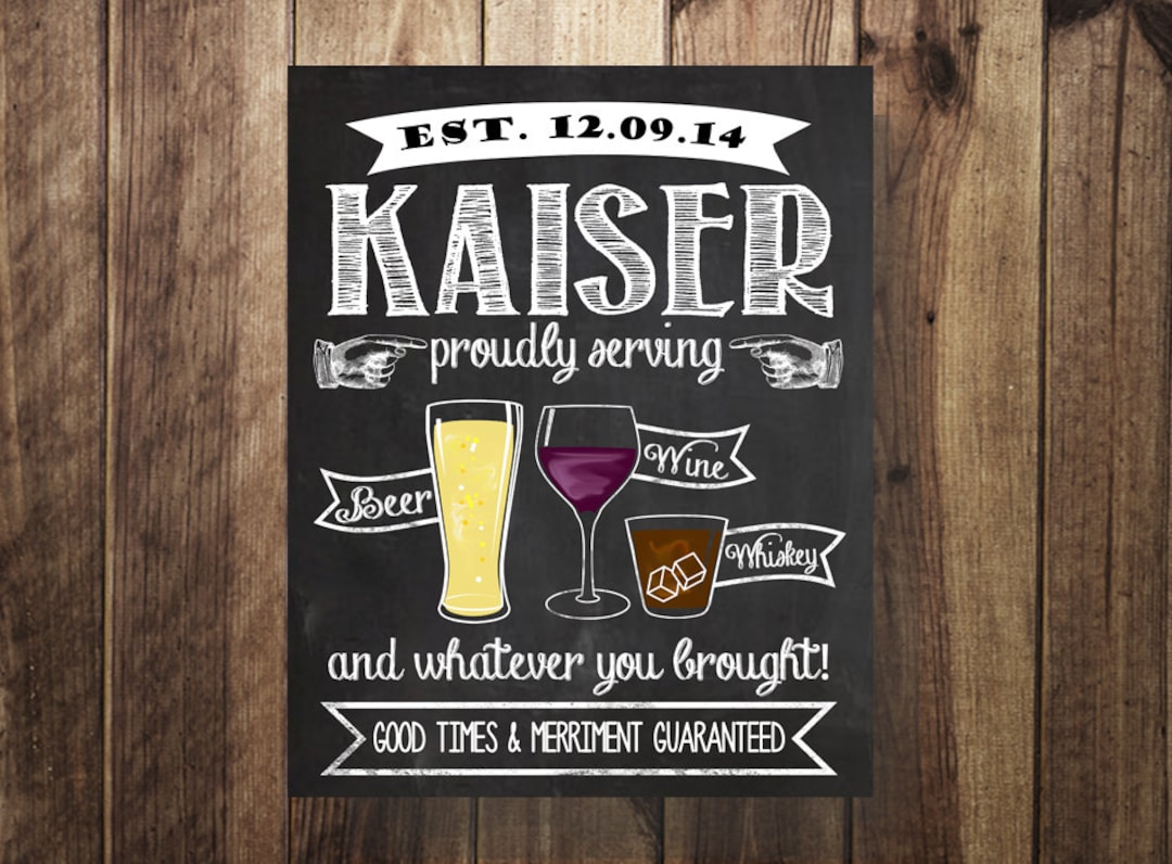 Personalized Home Bar Sign, Housewarming Gift, Printable Man Cave Sign ...