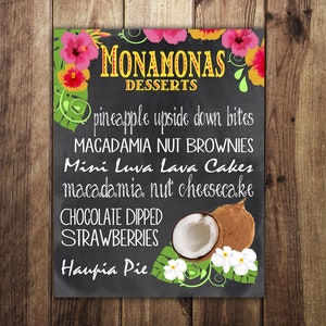 Luau Menu Sign, Tropical Party, Hawaiian Tiki Bar Sign, DIY Printable Cocktail Menu, Buffet Menu, Birthday Sign Menu, Pig Roast Sign