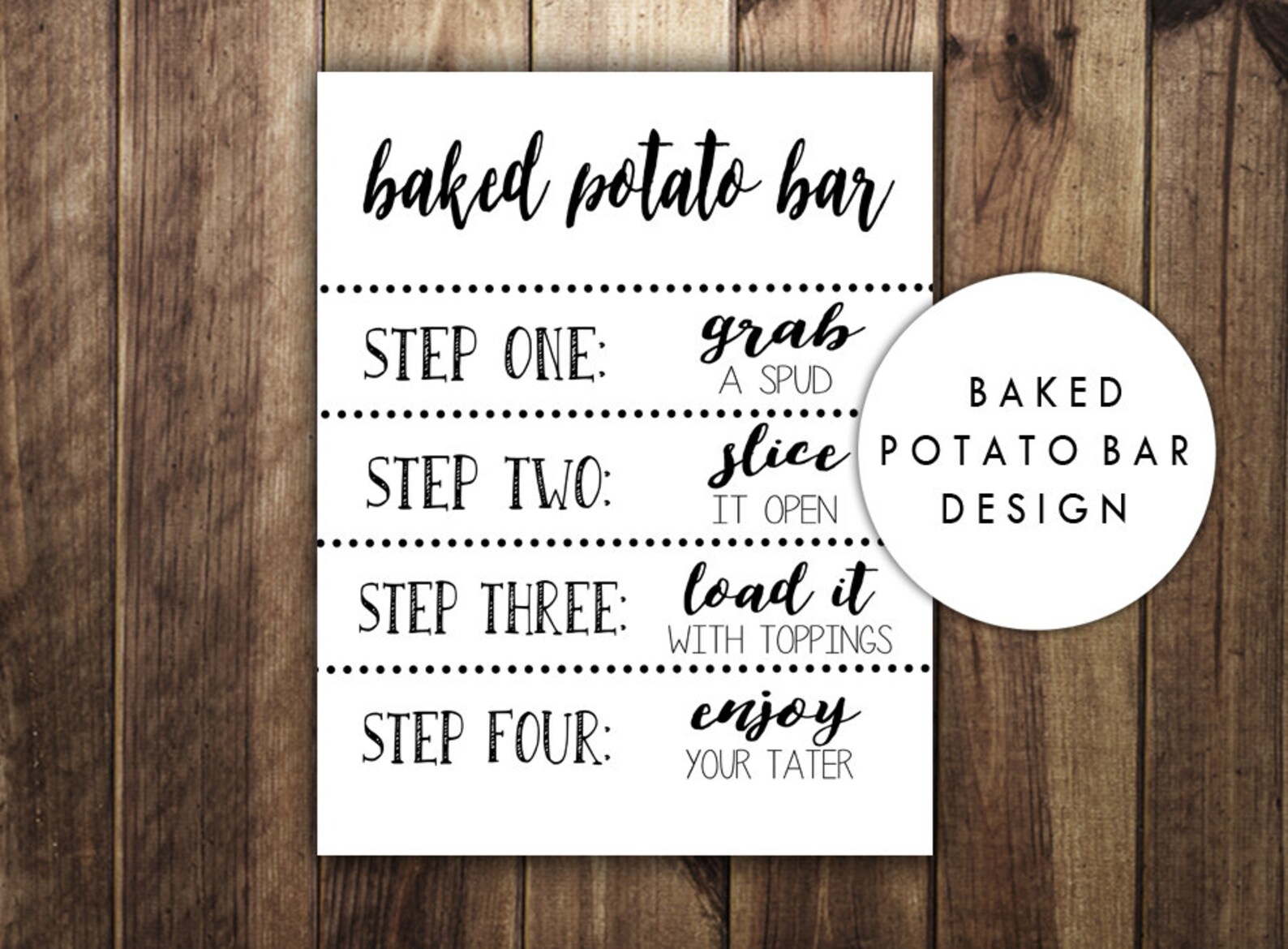 Baked Potato Bar Sign Make Your Own Baked Potato St Patricks - Etsy