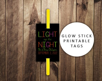 Glow Stick Favor Tags, Glowstick Favors, Wedding Send Off, Neon, Wedding Favors Let Love Glow, Light the Way