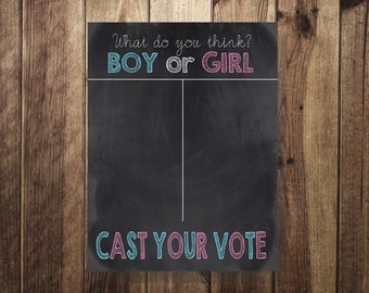 Gender Reveal Party Decor, Gender Reveal Printable Sign, Cast Your Vote, Boy or Girl, He or She, Miss or Mister, Printable, DIY,Reveal Party