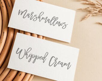 Hot Chocolate Hot Cocoa Bar Toppings Food Tents, 12 Printable Labels,  Winter Wedding, Winter Baby Shower