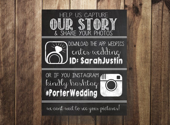 Wedpics And Instagram Hashtag Sign Wedding Hashtag Etsy