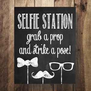 Selfie Station Sign, Grab a Prop Strike a Pose, DIY Photo Booth, Rustic Photo Booth, Party Printable, Wedding Reception, Digital Download
