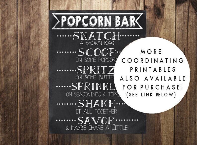 Popcorn Bar Labels, Pop Corn Bar, Outdoor Wedding, Wedding Reception Printable, Campfire, Foldable Labels, DIY, Wedding Decor, Party Decor image 2