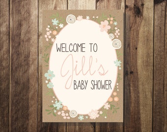 Welcome to Bridal Shower Sign, Baby Shower Printable, Bridal Shower, Bridal Luncheon, Baby Sprinkle Sign, Gender Reveal Sign, Mint Coral