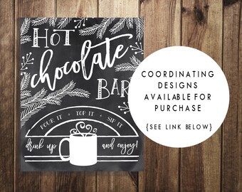 Hot Chocolate Bar Sign, Hot Cocoa Bar Sign, Winter Wedding, Winter Baby Shower, Winter Bridal Shower, Evergreen Wedding, Teacher Christmas
