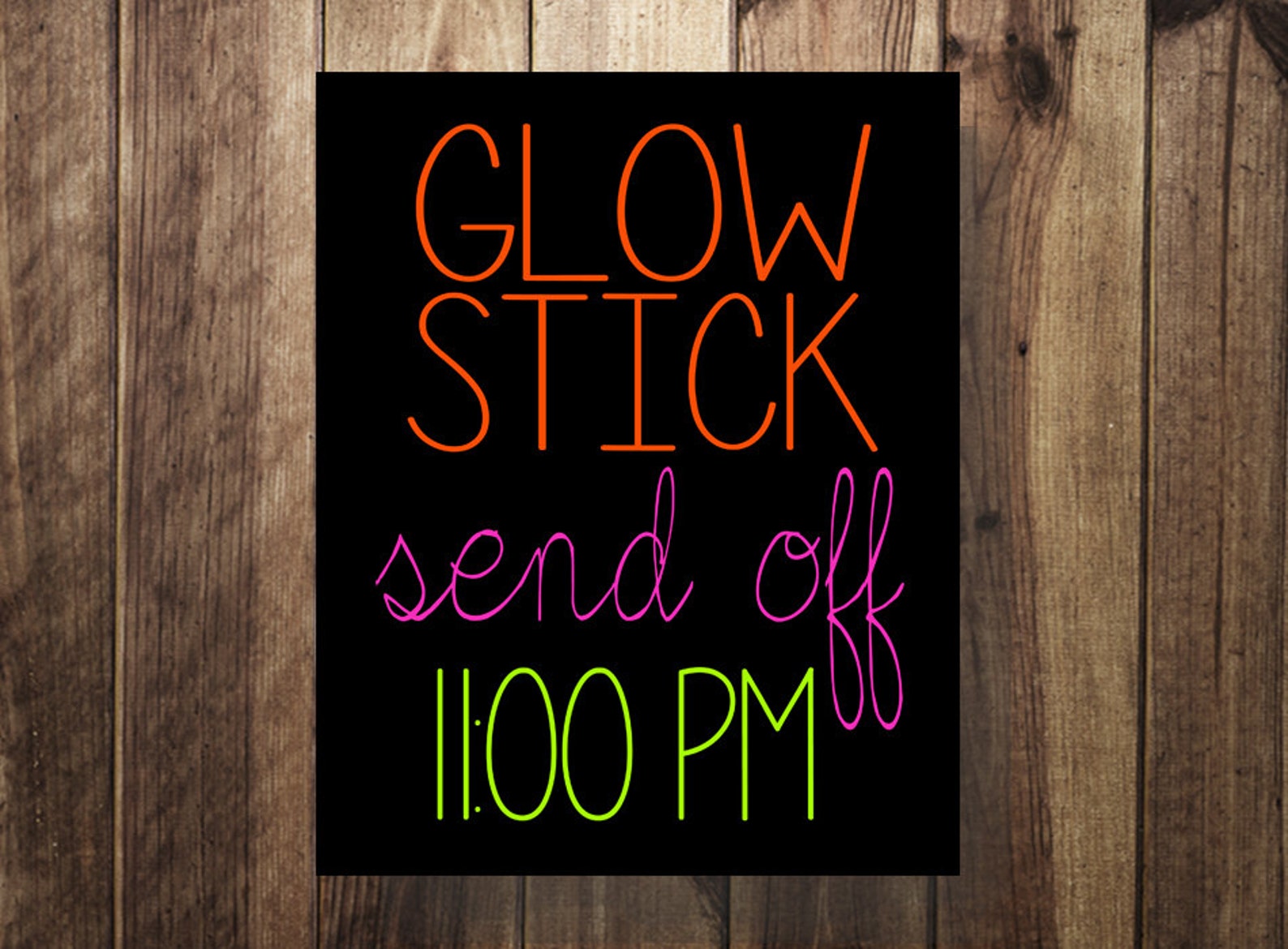 Glow Stick Send off Sign Printable Glowstick Sign Wedding Etsy