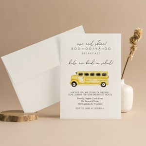 BooHoo Yahoo, Cheers and Tears | Kids Back in School Breakfast | Parent Party Invitation | First Day of School | Printable Digital | Brunch