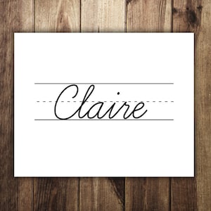 Nombre de escritura cursiva personalizado imprimible / Script principal / Etiqueta de papel forrado / Imprimible personalizado / Decoración de pared de guardería / Bebé