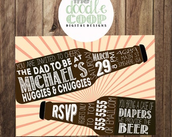 Beer Bottle Huggies and Chuggies Party Invitation-Printable Digital File
