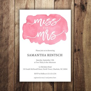 Invito doccia nuziale acquerello rosa / Blush / Invito stampabile / Matrimonio primaverile o estivo / Miss alla signora / Presto sarà sposa / grigio