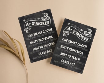 Teacher Smore Bar, Graduation Party Sign, Graduate S'more, Educator Gift, Teacher Appreciation Gift, Smore Bar Sign, Smore Recipes