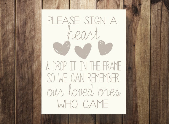 Please Sign A Heart Wedding Guest Book Sign Our Guestbook Etsy
