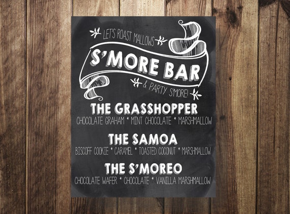 Smore Bar Sign Smore Menu Outdoor Wedding Wedding Reception Etsy