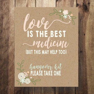 Hangover Kit Printable, Wedding Hotel Gifts, Out of Town Wedding, Wedding Recovery Kit, Rustic, Party Printable, Wedding Reception, Favors