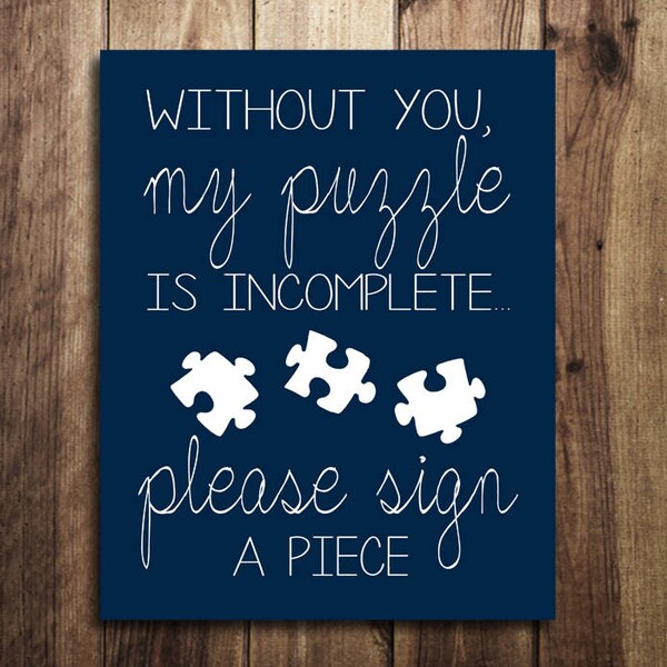 Please Sign a Puzzle Piece, Sign My Guest Book, Graduation Party Sign, Bat mitzvah, Bar mitzvah, Sweet Sixteen, DIY Printable, Navy, White