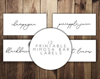 12 Mimosa Bar Printable Toppings and Mix-ins Labels, Mimosa Bar Sign Printable, WSG