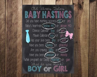 Gender Reveal Old Wives Tales Party Decor, Gender Reveal Printable Sign, Boy or Girl, He or She, Miss or Mister, Printable, DIY,Reveal Party