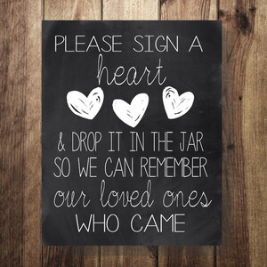 Please Sign a Heart, Drop in Jar, Wedding Guest Book, Sign our GuestBook, Wedding Reception, Printable, Beach Wedding, Rustic Wedding, DIY
