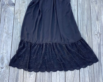 Extra Long Black Lace Skirt, Swimming Cover up, Black Petticoat Slip, Victorian Lace Skirt for Costumes,  Black Sheer fabric  under Skirt