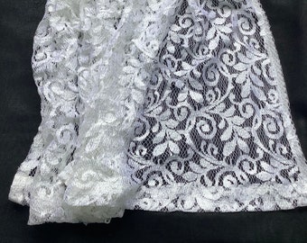 Elegant White Lace Shawl for Bride, 32” Wide Lace Shawl White, Extra Large Lace Scarves, Renaissance Cape Costume, Oversize Lace Capelet