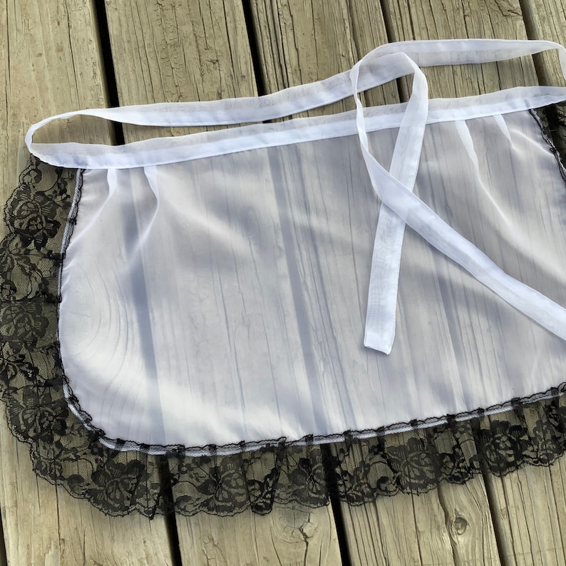 White With Black Ruffle Aprons Costume Aprons French Maid | Etsy