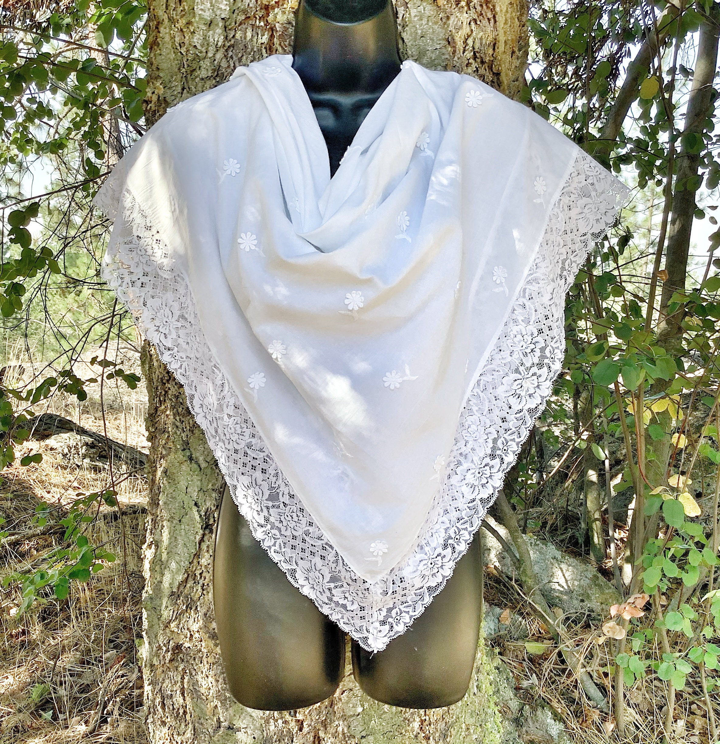 W12 Gentle Cotton Yarn Lady Party Long Scarf Shawl Embroidery