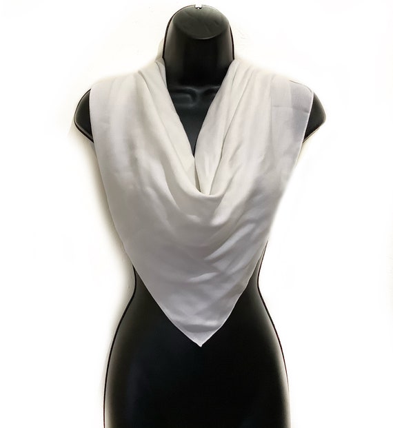 Small Solid White Square scarf White head scarf, … - image 2