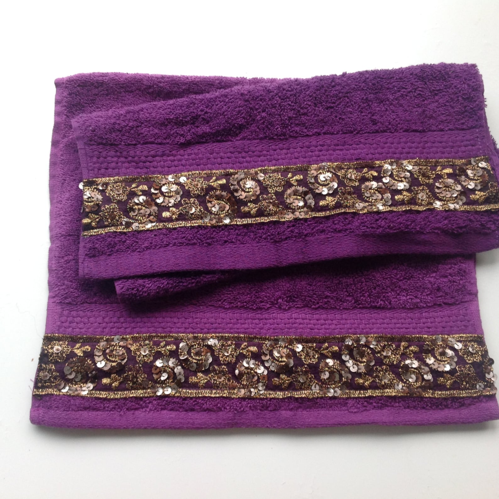 Purple Towel set of 2 Decorative Bathroom decor New Home Etsy