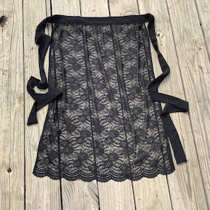 Black Lace Dirndl apron, Bridal Shower Apron, Black Half Apron, Woman Lace Apron, Costume Apron or Wedding READY-TO-SHIP