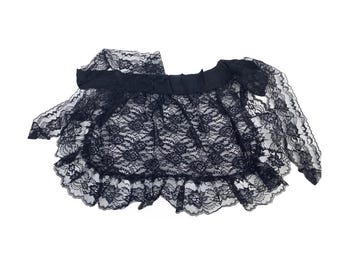 Black lace apron, frilly and ruffly apron for Women Black Octoberfest Apron Wraparound Apron for costumes