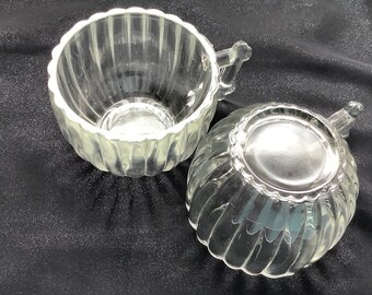 Vintage Clear Teacups, Jeannette, Pattern National, Expresso coffee Mugs, Replacement Cups Retro Dining Decor Small expresso glass cups