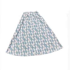 White Lace Skirt with Blue underlay, Special Event Skirt, Floral blue long Skirt, Romancecore Victorian Paisley Leaves elastic waist Skirt