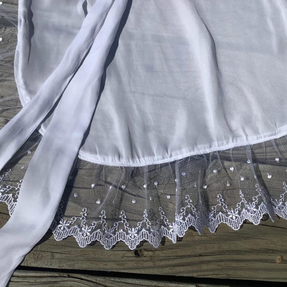 Bestseller Thin Satin White Apron With Lace Ruffle, French Maid