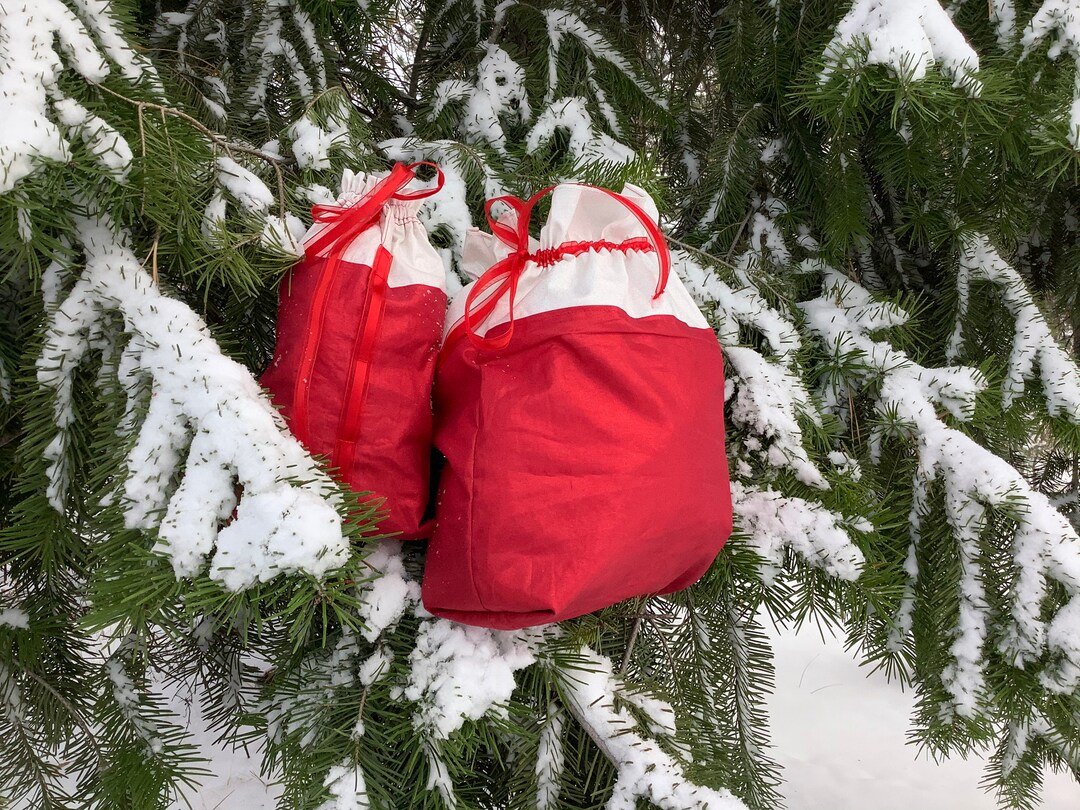 Red White Gift Bag Santa Fabric Bag for Girlfriend Christmas Etsy