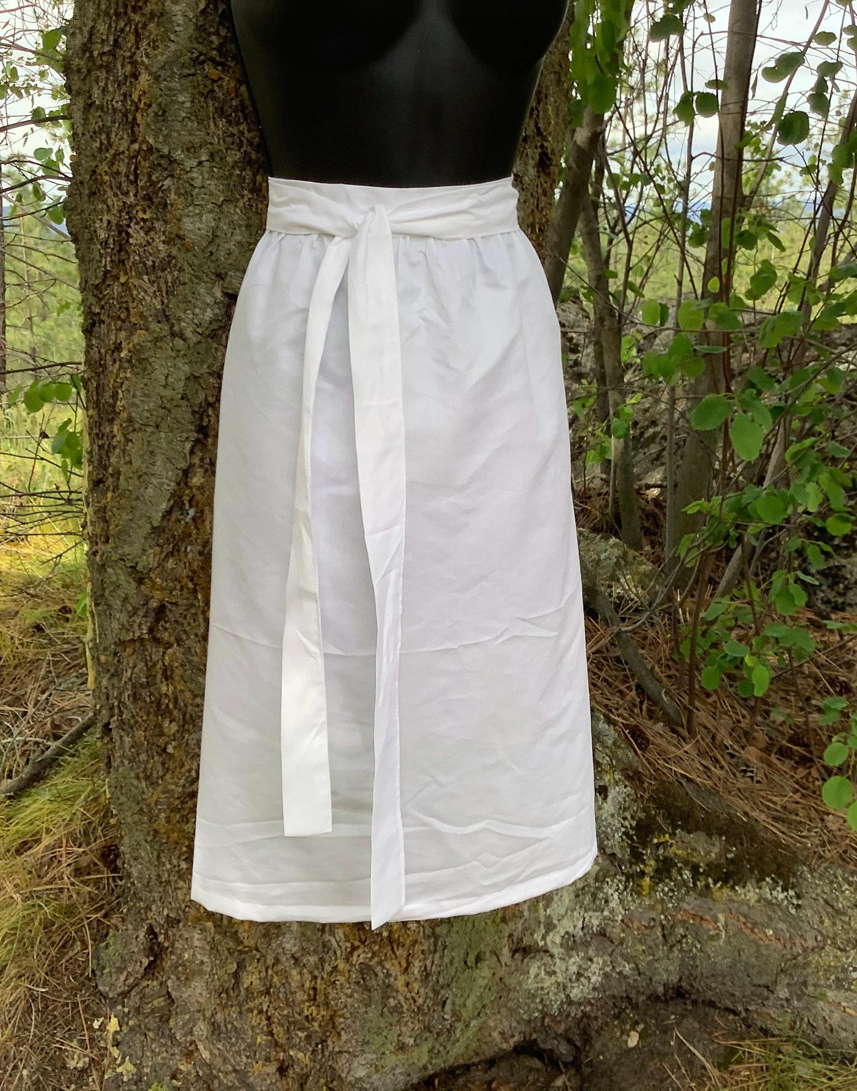 Plain white apron for costumes, White Pioneer apron, Solid White Fabric Apron for Women, Dirndl apron, Long White Costume Aprons for Adults