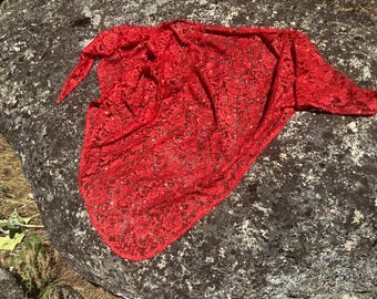 Red Shimmer Lace shawl, Sparkly Fabric Church Scarf, Big Shawls, Anniversary Gift for Wife Pretty Shawl for Wedding Mother-in-law