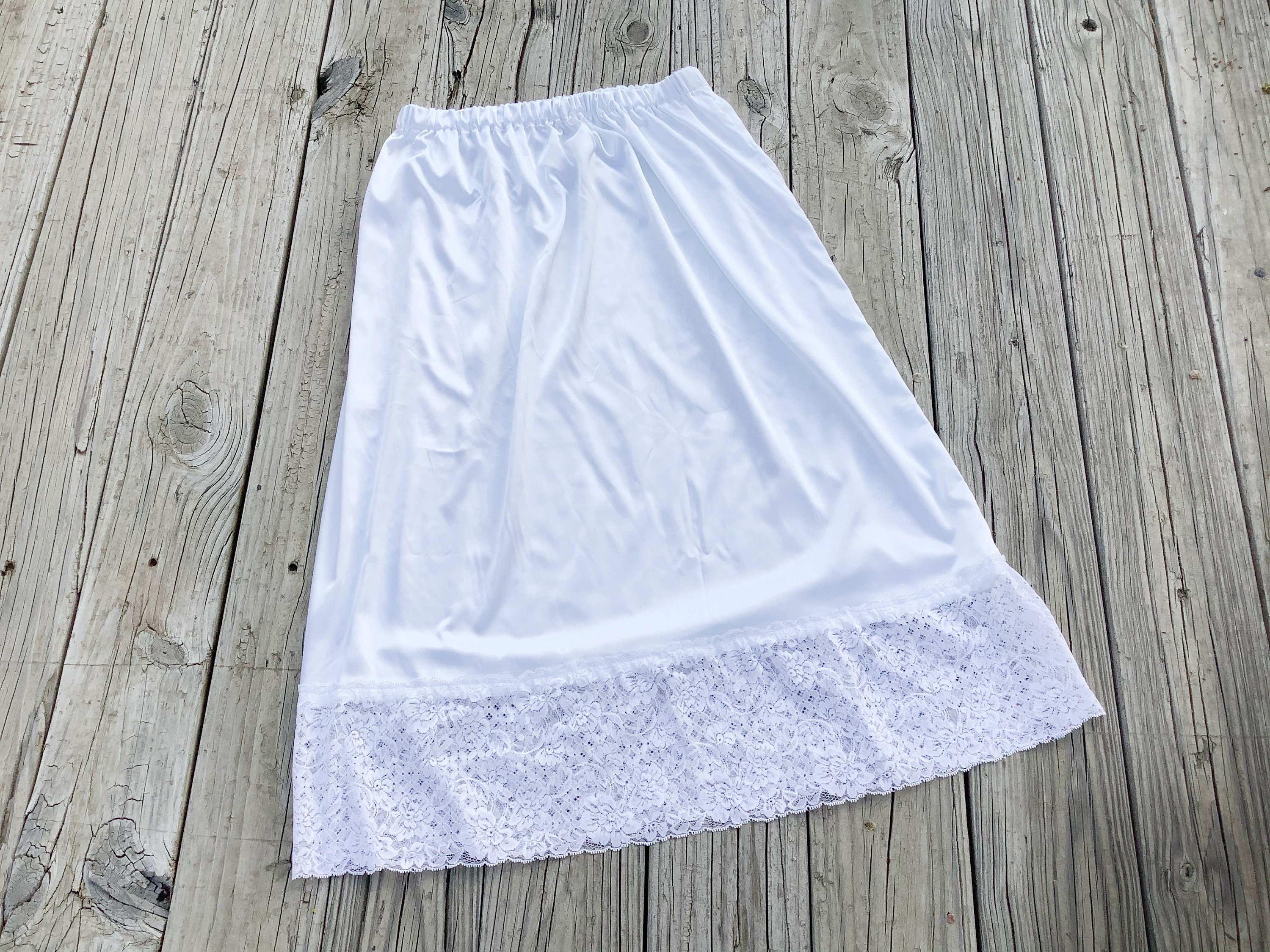 Women's Satin Lace Petticoat Half Slip - Adjustable Waist, Sizes UK 4-22