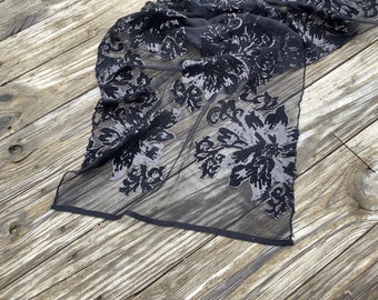 Elegant Black Lace Shawl for Women, Long Black Lace Scarf, Extra Large Lace Scarves, Renaissance Cape Costume, Black Lace Caplet Shawl