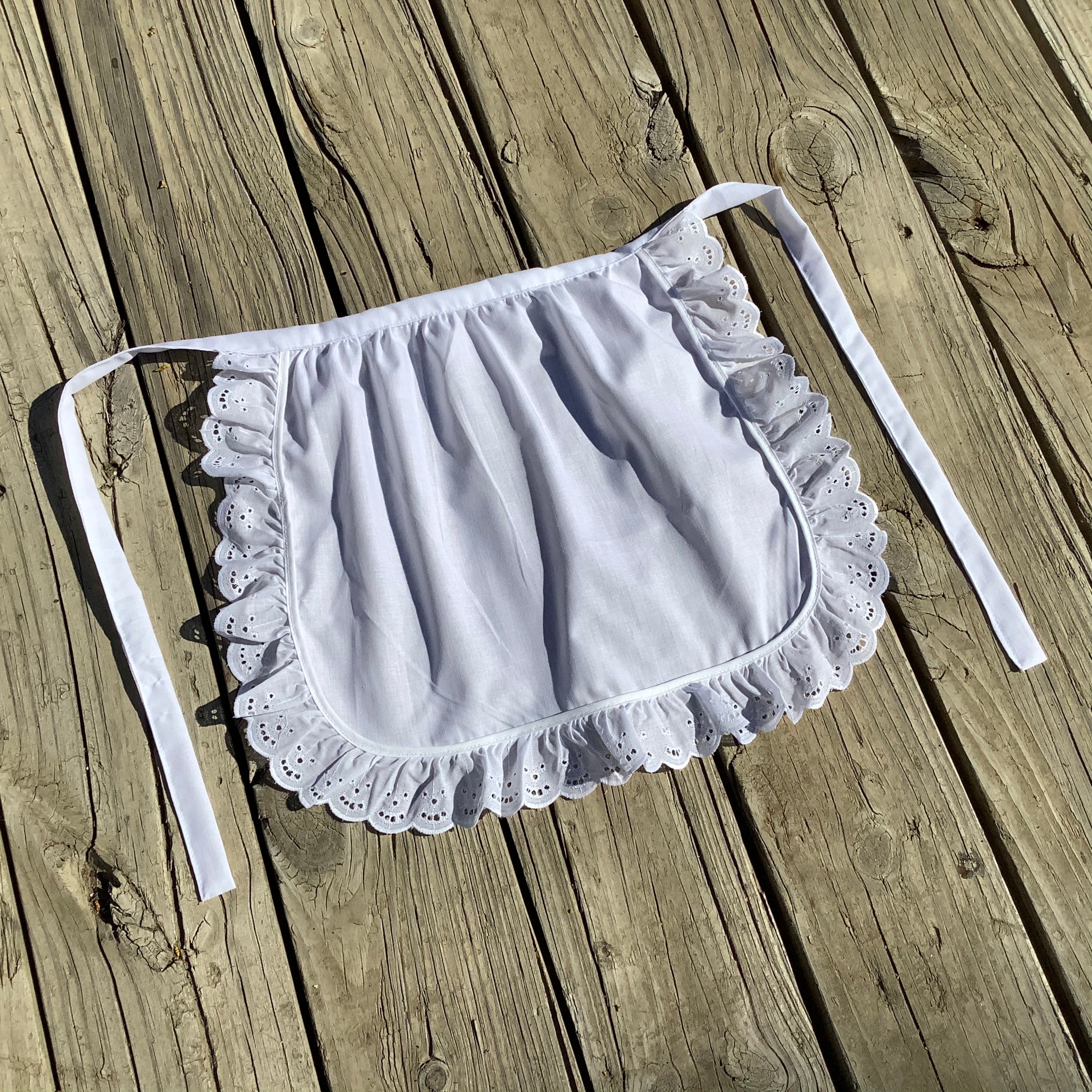 Girls Old Fashioned Eyelet Apron, White Apron, French Maid