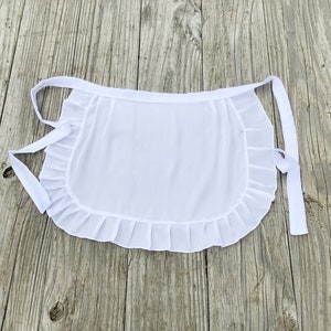 BESTSELLER ON Etsy White Satin Apron with Ruffles, Adult French Maid apron, Old Fashioned Apron for Ladies, White Half Apron for Woman image 10