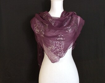 Plum Head Scarf, Anniversary Gift idea, Purple Scarf, Birthday Gift for Client, Grape Headscarf for Cancer Patients, Square Silk Scarves