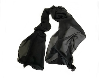 Solid Black Scarf, Black Square Head scarf, Plain Black scarves, Solid black Square Scarves for Church Worship Long Scarf or Square Scarf