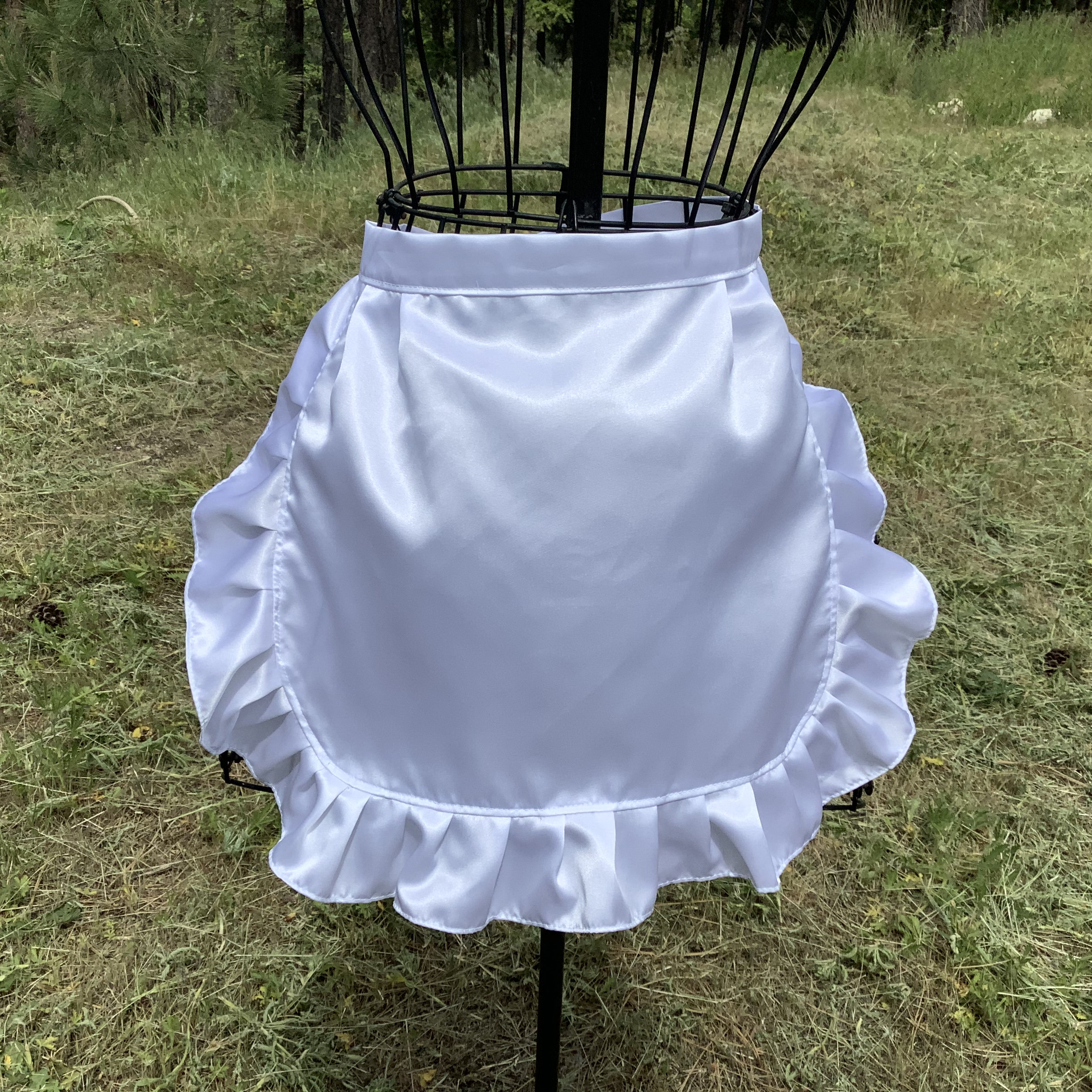 BESTSELLER ON Etsy White Satin Apron With Ruffles, Adult