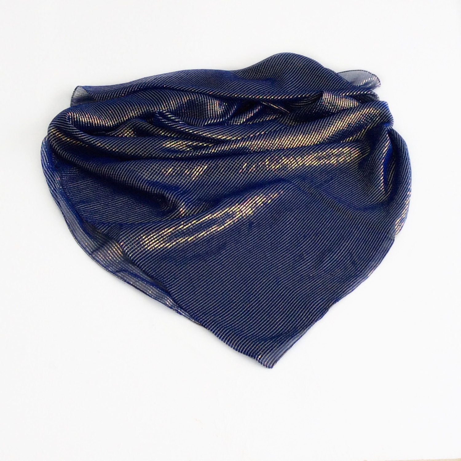 Navy Gold Scarf Blue Silk Scarf Gift for Wife Anniversary | Etsy
