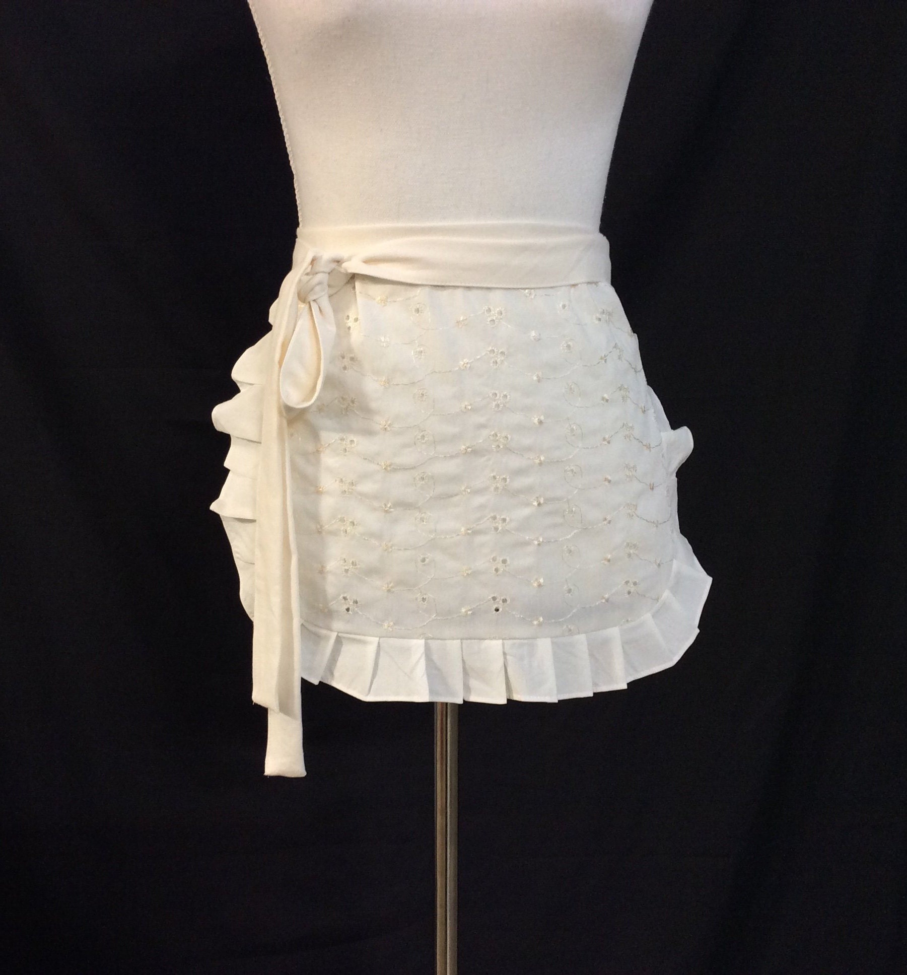 Off White Eyelet Apron White Ruffle aprons Costume apron Etsy